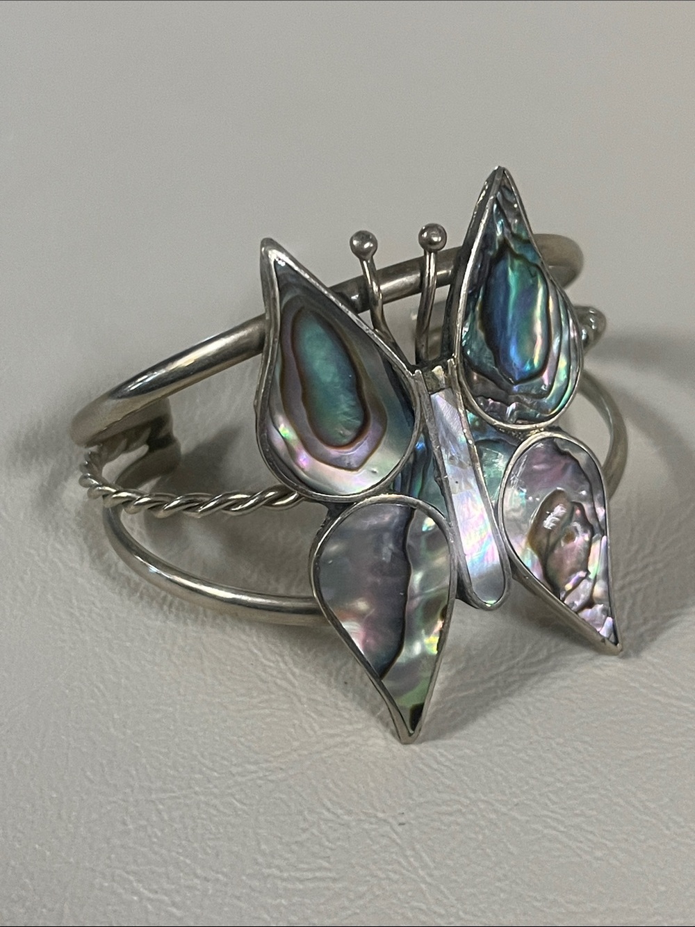 Mexico Abalone Butterfly Cuff Bracelet - Iridescent Shell Accent